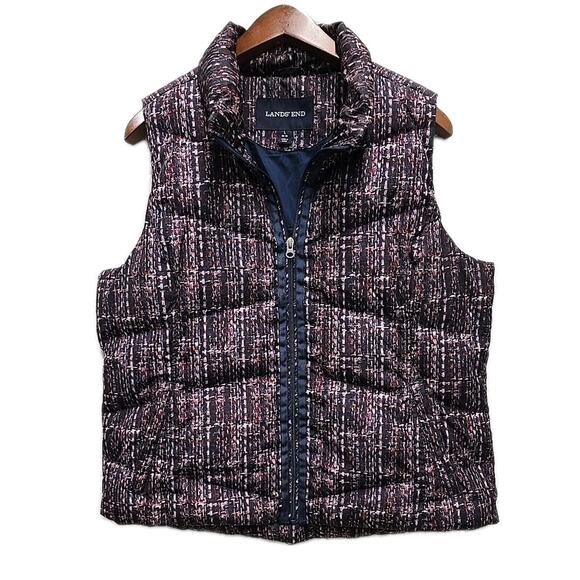 Lands End Womens Quilted Down Puffer Vest Sz L (14-16) Purple Pink Blue - Picture 1 of 8